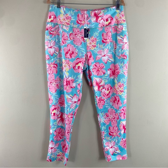 Simply Southern Women’s Pink Blue Tropical Floral Print Leggings NWT Sz XXL‎ - Picture 2 of 13